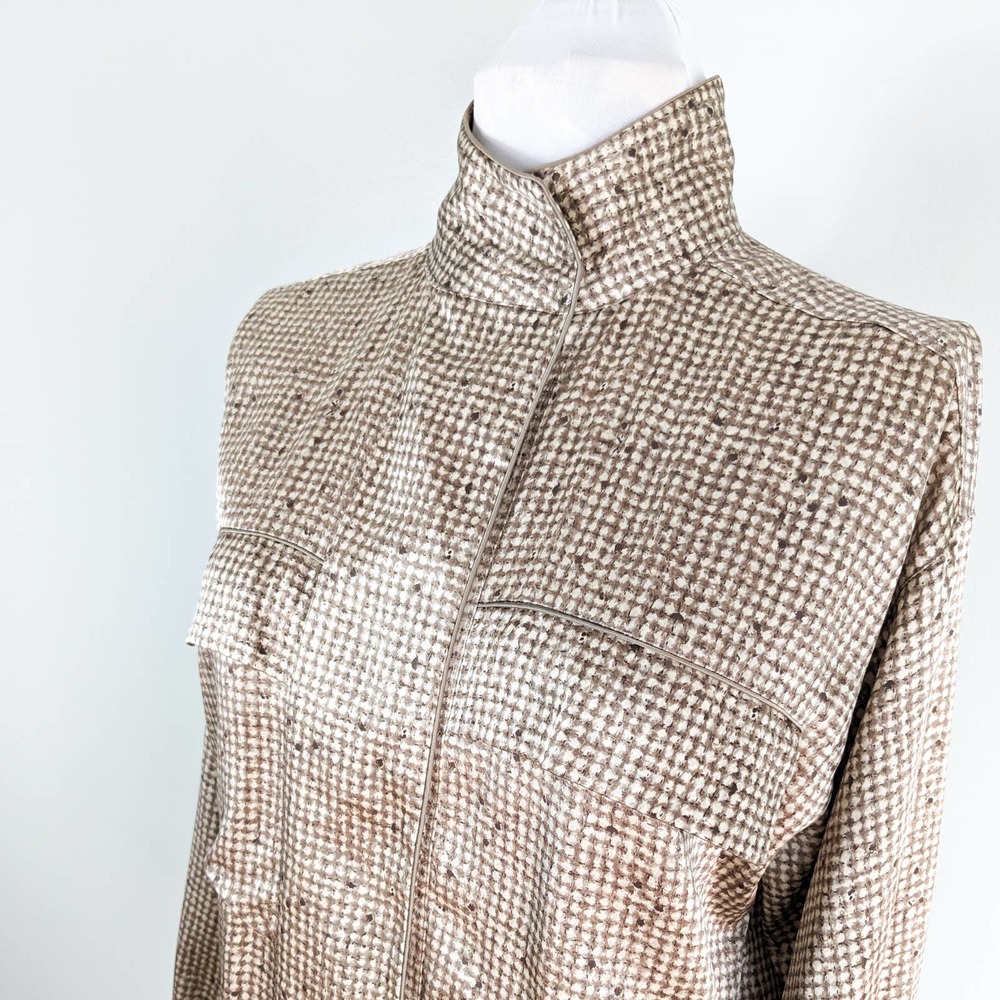 Vintage Linda Allard Ellen Tracy Silk Blouse Top Shirt Button Long Brown 90s 8 - Picture 7 of 14